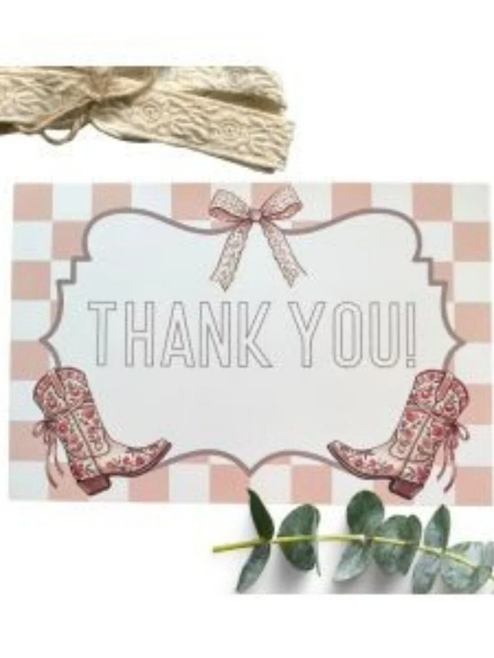 Poly Mailers (25) 10x13 & Thank You Card (25) 4x6 Set Cowgirl Hats & Boots  Bows